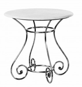 Steel Table Round Outdoor French Provincial Glass Marble Galvanised Le Forge