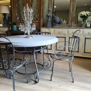 Round Steel Table Marble Glass Outdoor French Provincial Le Forge