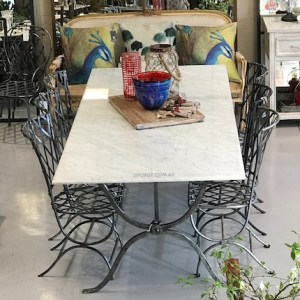 Steel Table Marble Glass Outdoor Cement French Provincial Le Forge
